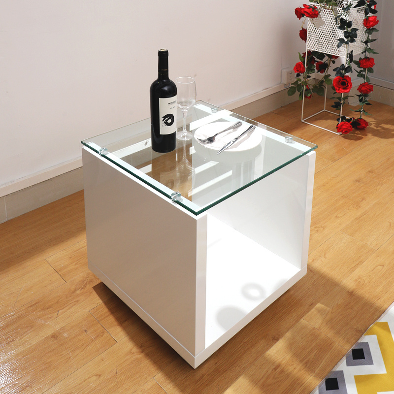 Details About Tempered Glass High Gloss Coffee Table Side End Desk Sideboard Shelf Console Mdf